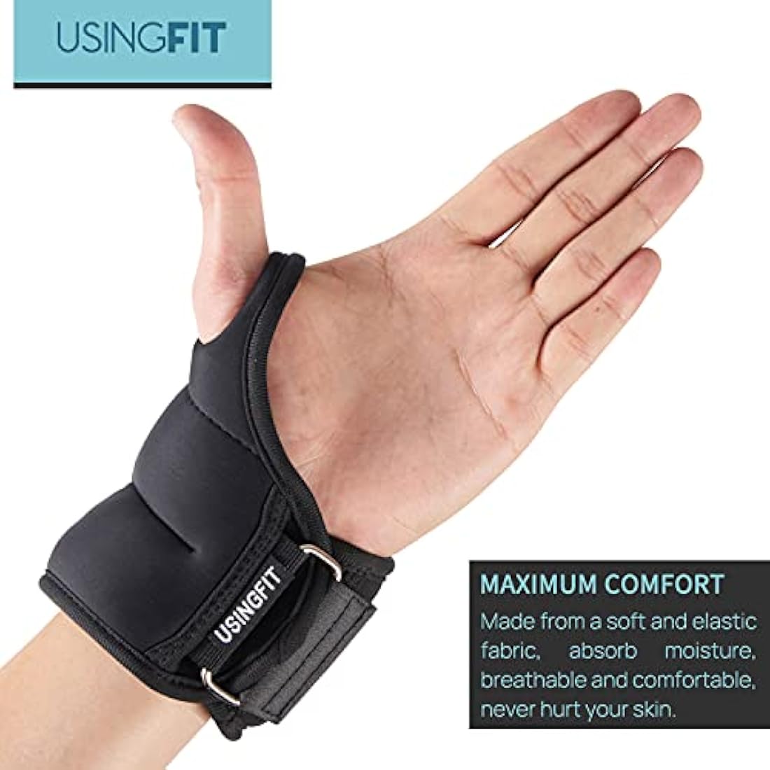 USINGFIT Wrist Weights with Thumb Loops Lock for Women Men 0.5kg * 2 / 1kg * 2/1.5kg * 2 Ankle Weights Arm Hand Leg Weighted Gloves Sand Bags Ladies Sandbag Walking Running Gym Fitness Training