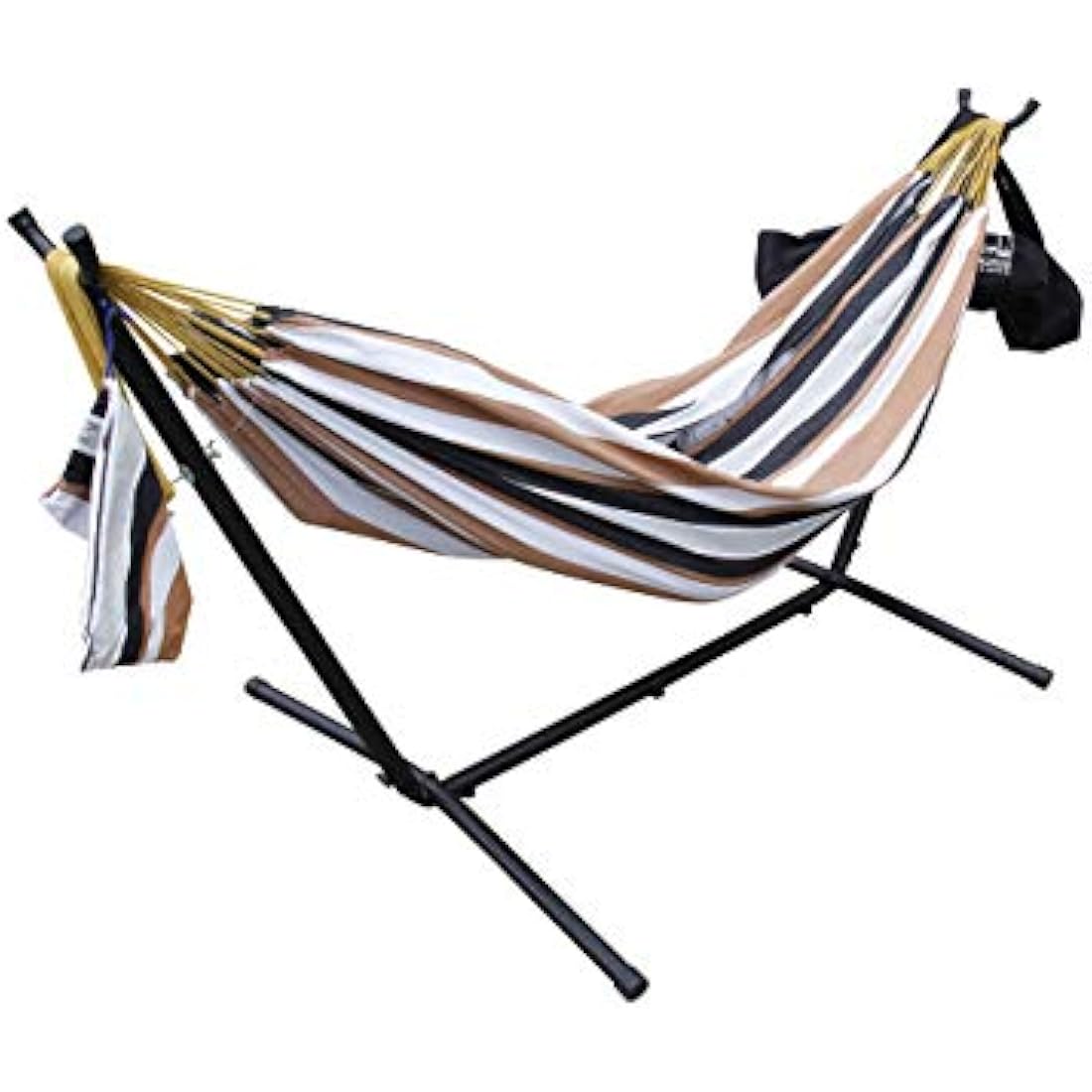 Ross James Garden Furniture, 100% Double Cotton Hammock with heavy Duty Metal Stand with over 200kg Weight Capacity (2020 Model) (Duck Egg and Blue Stripe)