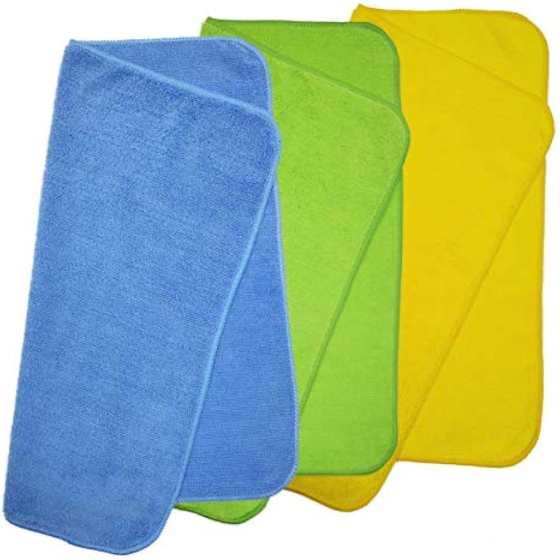 POLYTE Premium Microfibre Cleaning Towel, 40x40 cm, 36 Pack, Blue,Green,Yellow