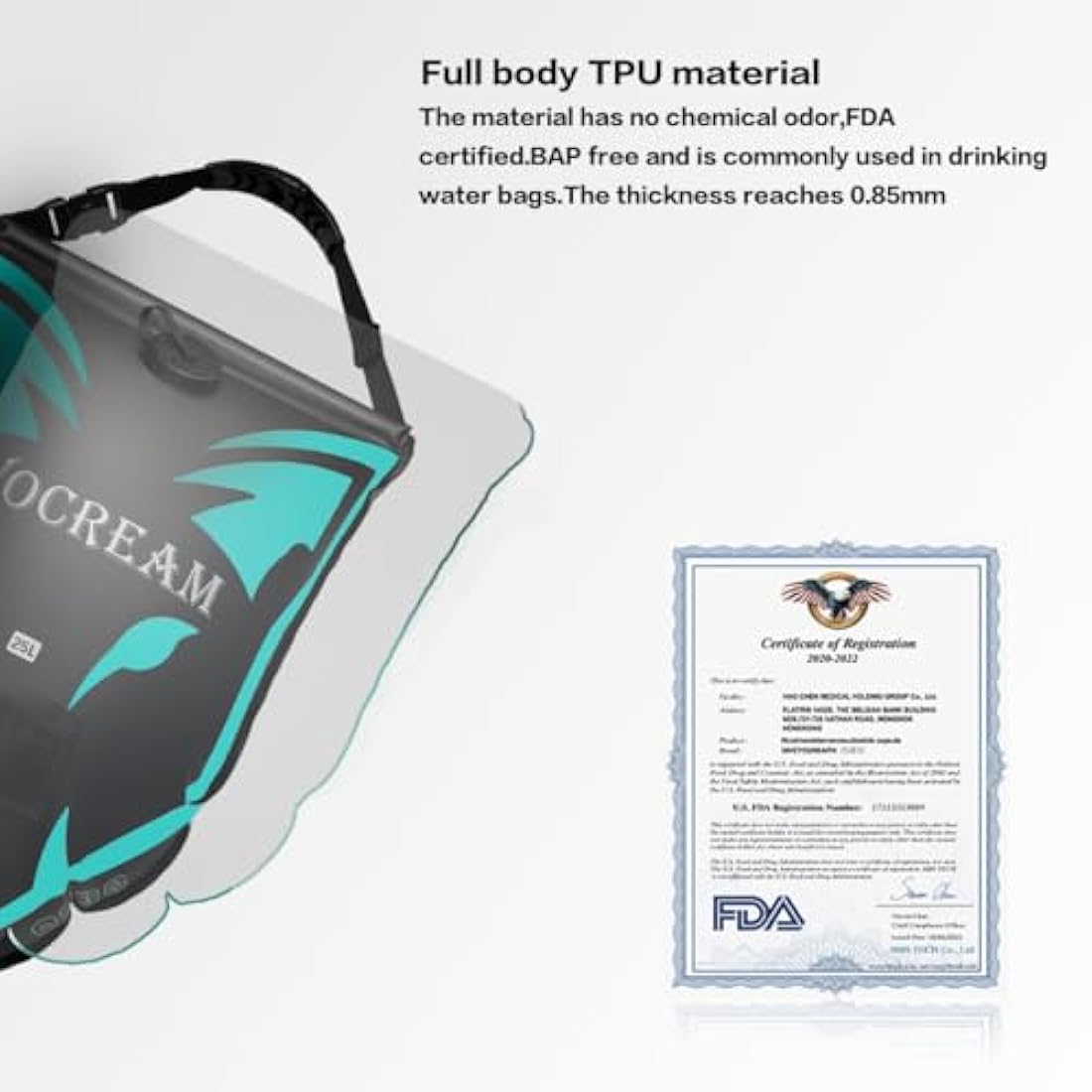 CyConncet Camping Shower Outdoor, 6.6 Gallons/25L Camping Shower Bag, TPU Shower Bag, Large Water Flow, Handheld Shower, Solar Shower, Portable Shower for Camping, Beach, Backpacking