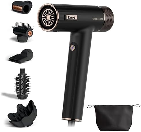 Shark SpeedStyle Hair Dryer, High-Velocity Lightweight Dryer for All Hair Types, No Heat Damage, Ionic Technology, Fast Drying, Compact Design, Salon-Quality Results at Home