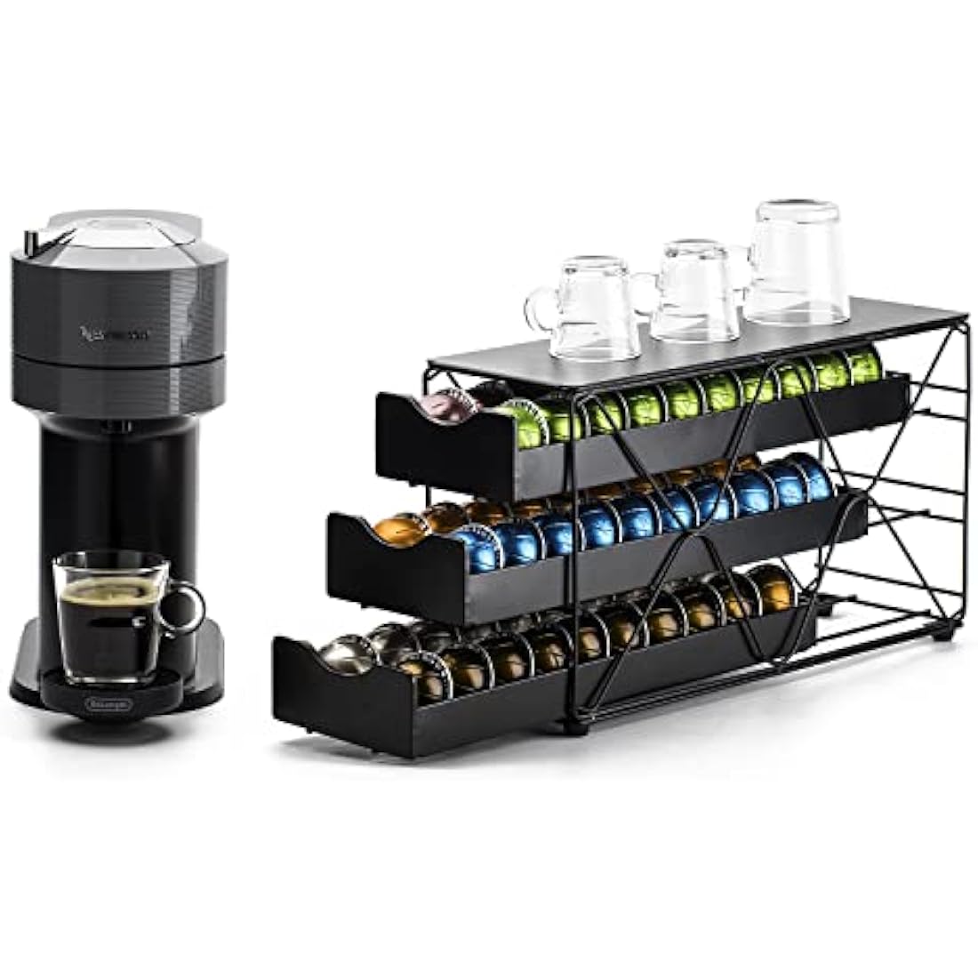 Bagoo Coffee Pods Holder for Nespresso Vertuoline Drawer Multi Tier for Vertuo Capsules Storage (3 Tier)