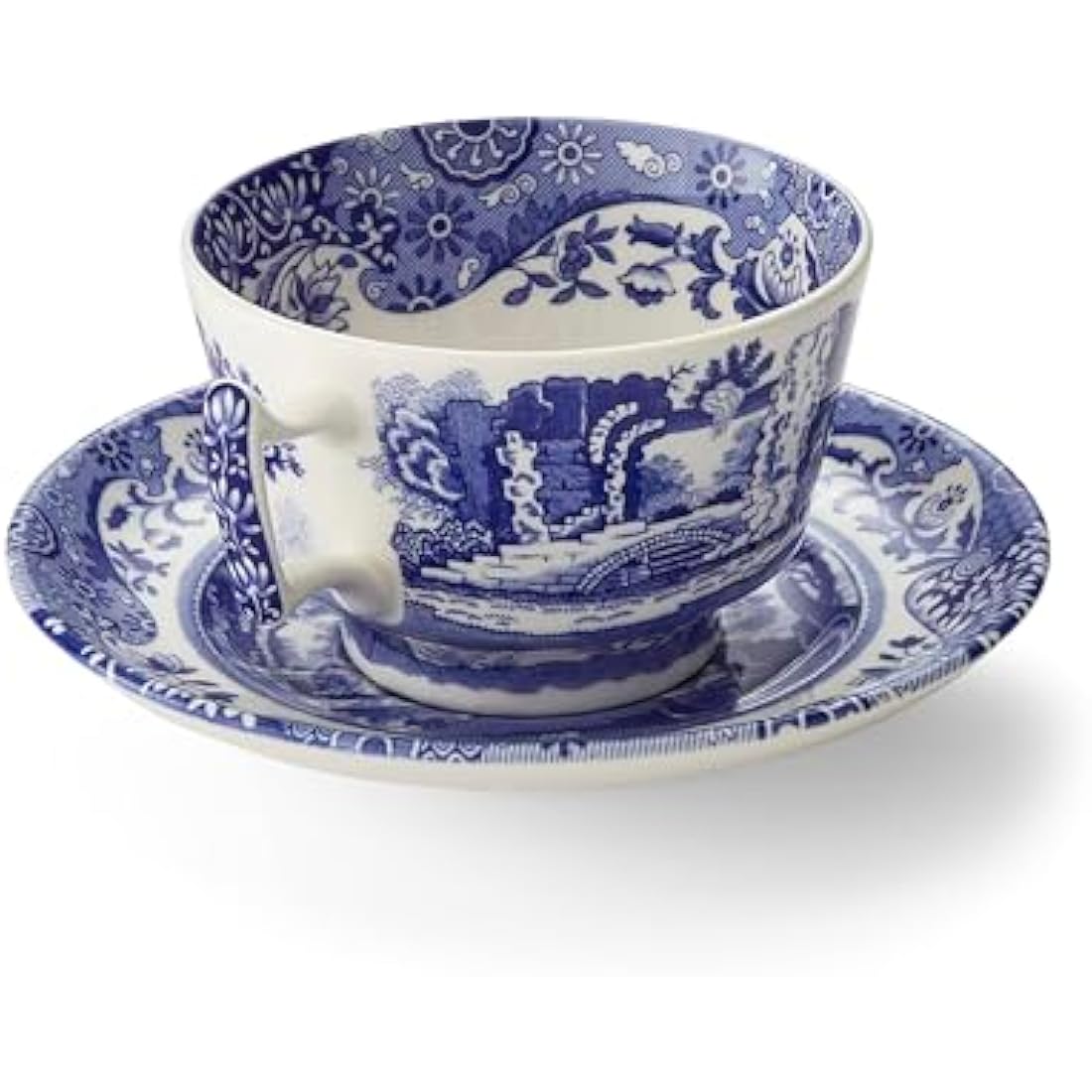 Spode Blue Italian Teacup and Saucer, Set of 4