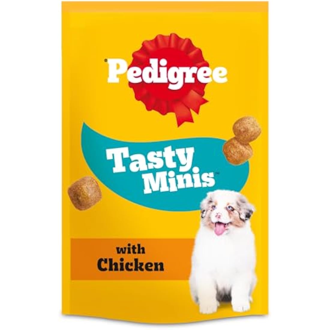 PEDIGREE TASTY MINIS Puppy Dog Treats Chicken Chewy Cubes 125g - Pack of 8