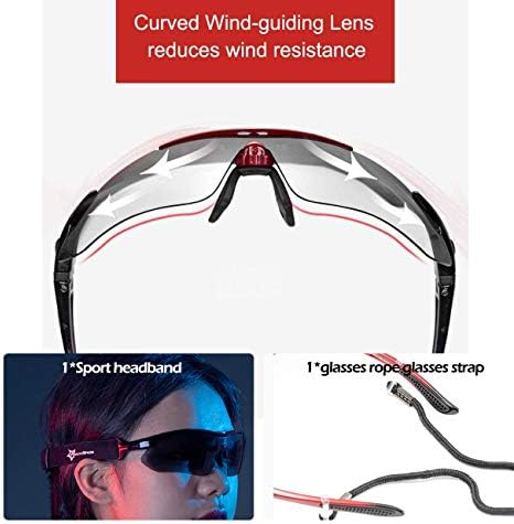 ROCKBROS Polarized Cycling Sunglasses for Men Women Sports Sunglasses UV Protection Cycling Glasses with 5 Interchangeable Lenses Bike Goggles TR90 Unbreakable Frame