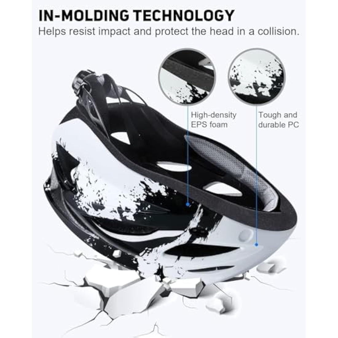 RaMokey Bike Helmet for Men and Women, Lightweight Cycle Helmet with LED Light Magnetic Goggle Sun Visor, Mountain & Road Bicycle Helmets for Adult Cycling Adjustable Size 57-62cm