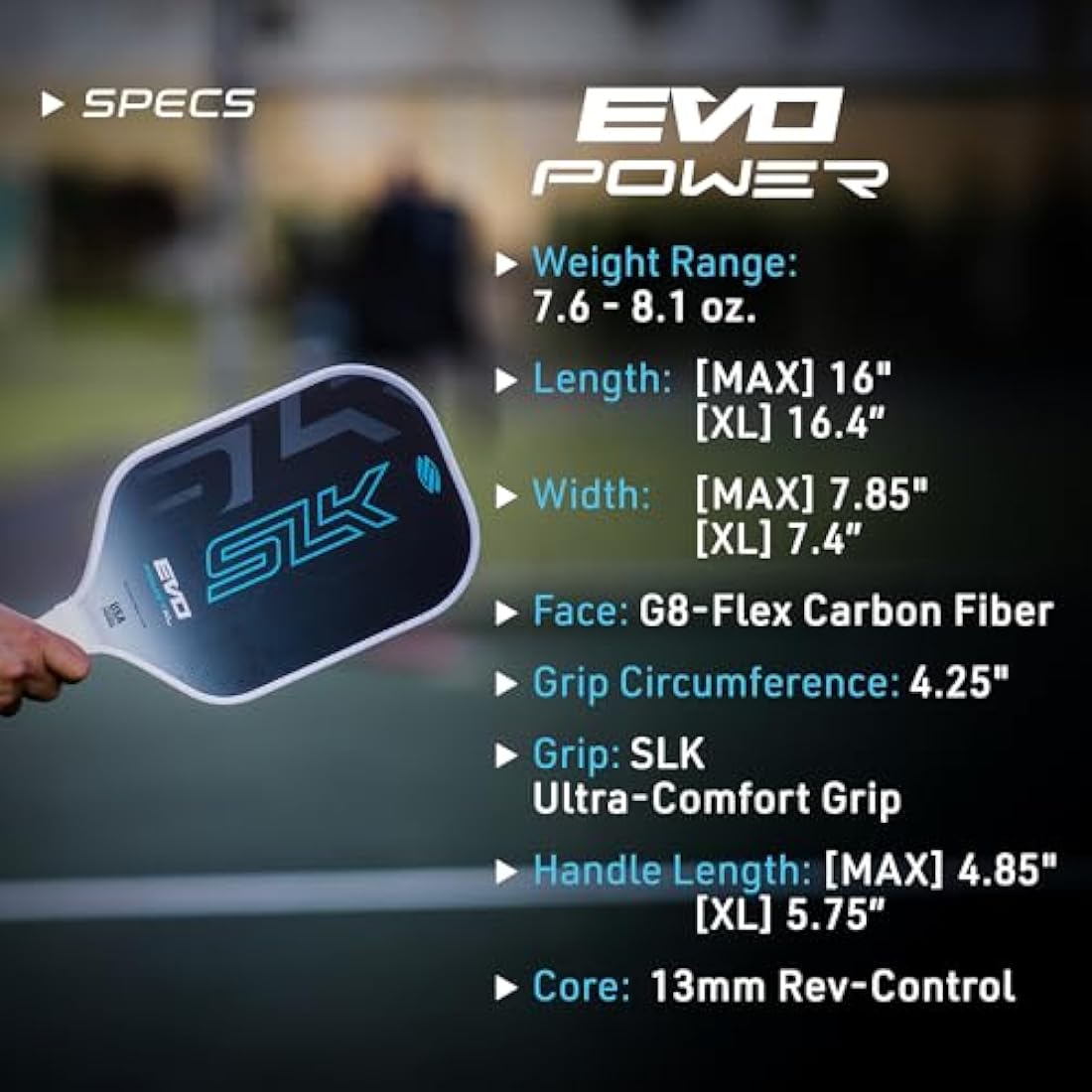 SLK Evo Power Hybrid & Soft Pickleball Paddles | Fiberglass & Carbon Fiber Paddles