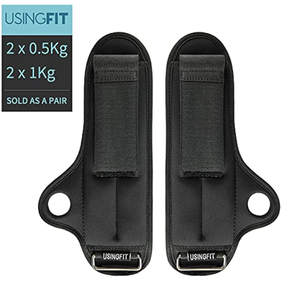 USINGFIT Wrist Weights with Thumb Loops Lock for Women Men 0.5kg * 2 / 1kg * 2/1.5kg * 2 Ankle Weights Arm Hand Leg Weighted Gloves Sand Bags Ladies Sandbag Walking Running Gym Fitness Training