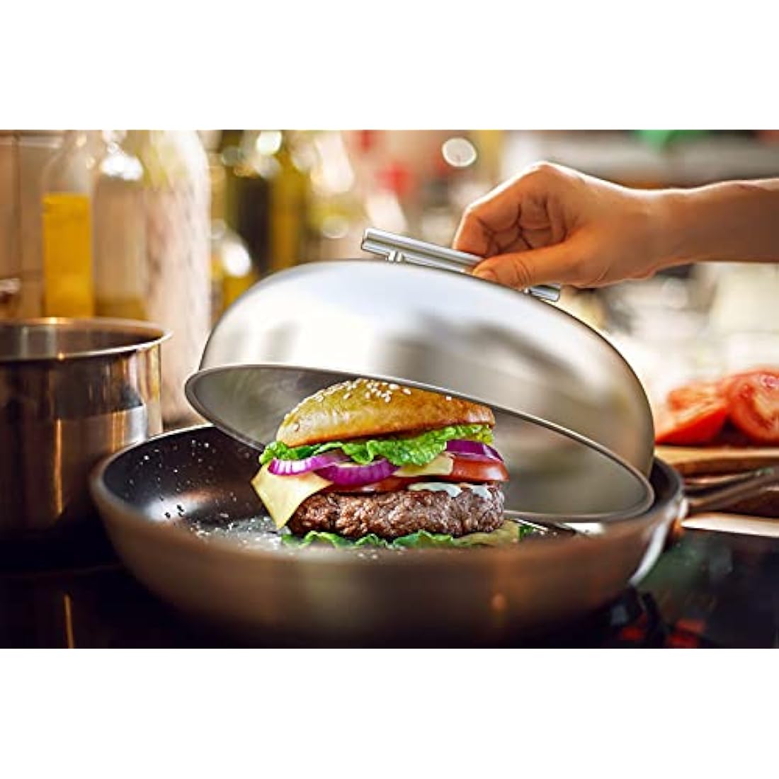 onlyfire Round Basting Cover/Cheese Melting Dome,BBQ stainless steel Steaming Cover for Flat Top Griddle Grill and other Grills, Smokers