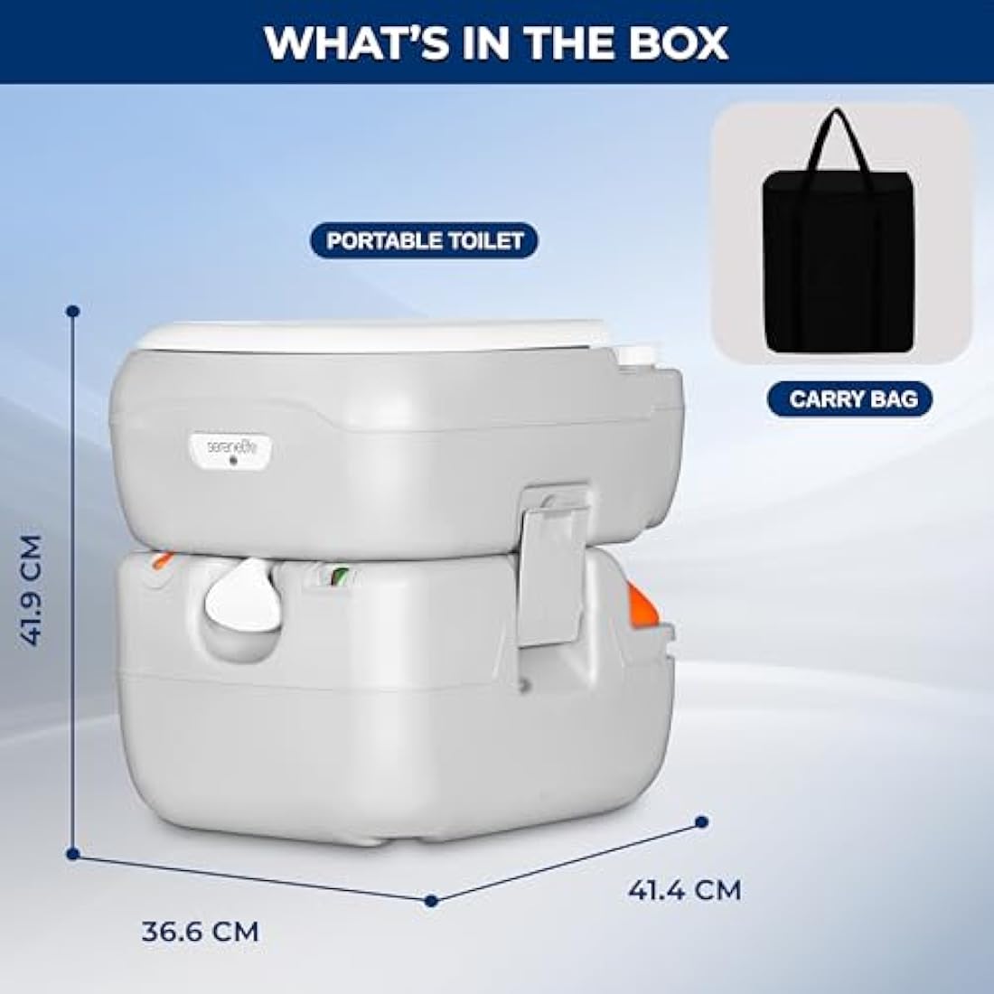 SereneLife Portable Toilet – 22L Camping Toilet, Leak-Proof Cassette Porta Potty with CHH Piston, Upgrade Waste Tank for RV, Indoor/Outdoor Use, White
