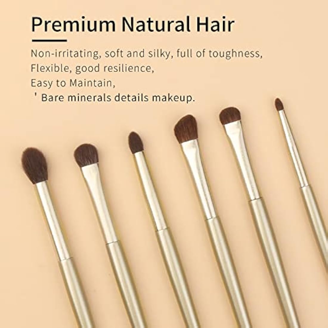 Luxury ENZO KEN Goat Hair Eye Shadow Brush Set: Nose Contour Brushes, Angled Eyeshadow Brush, Professional Makeup Brush Set - Gold, E200