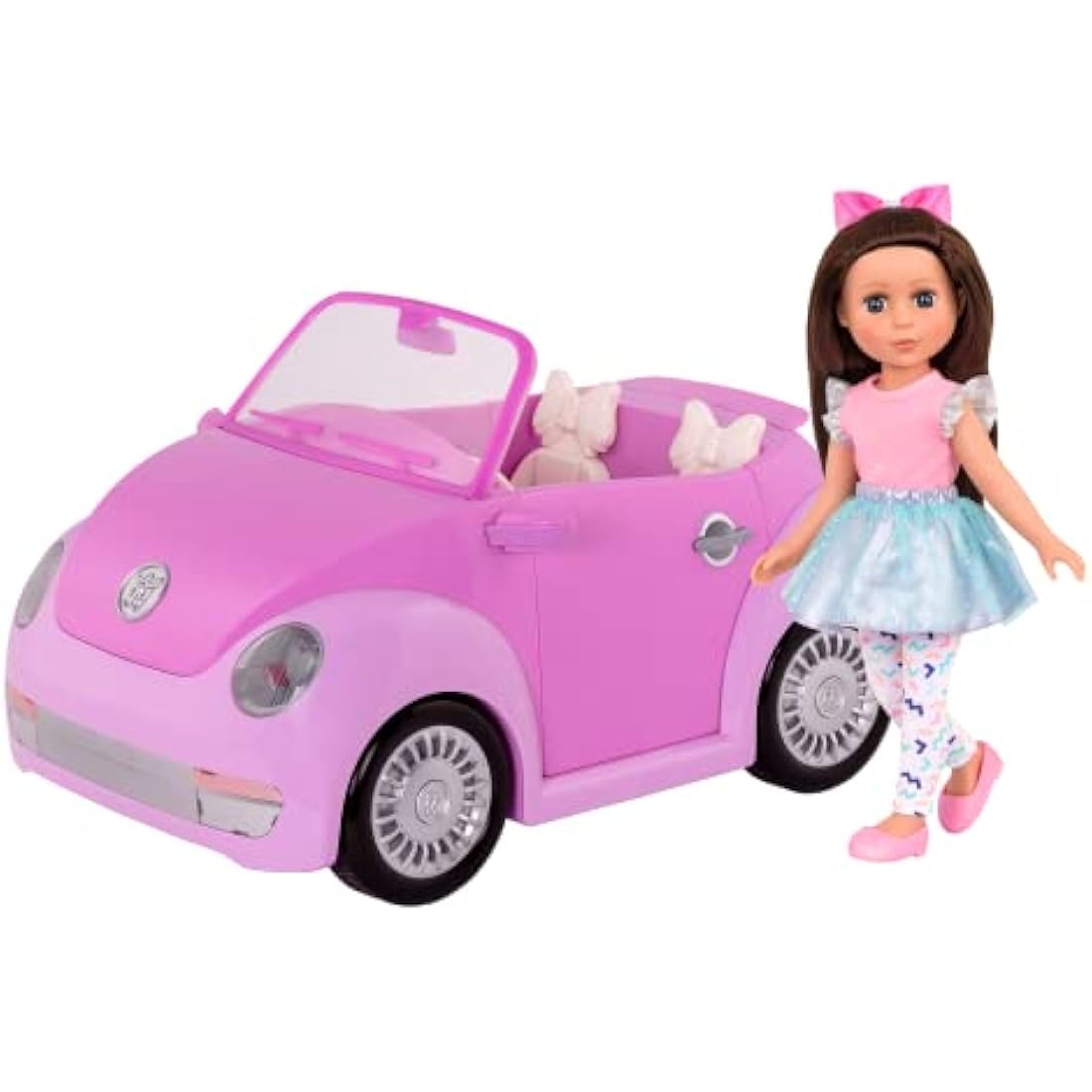 Glitter Girls – 14-Inch Poseable Doll & Purple Convertible Car – Rolling Wheels, Opening Doors, Trunk & Interior Storage – Toys, Clothes, and Accessories for 3+ Years - Candice & Car