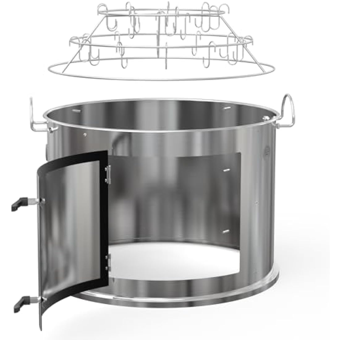 Onlyfire Stainless Steel Smoking Chamber Middle Cooking System for Weber 57cm Kettle Charcoal Grill (Ring+ Bacon Hanger Rack Kit), Turn your Kettle into Smoker Charcoal Grill