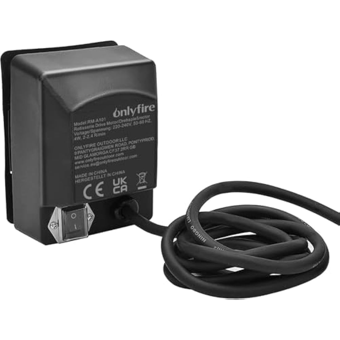 Onlyfire BRK-6025 Enamelled Rotisserie Ring Kit Fits Weber 57CM Charcoal Kettle Grill with Electric Motor for UK fits Most Others 57 CM Kettle BBQ