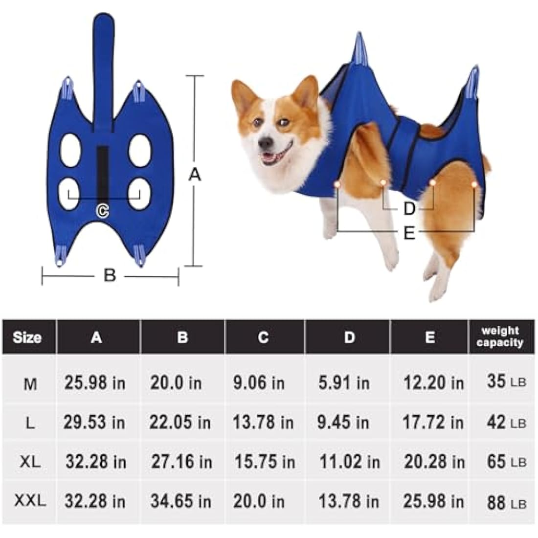 Kkiimatt Dog Grooming Hammock Harness with Nail Clippers, Blue, Large
