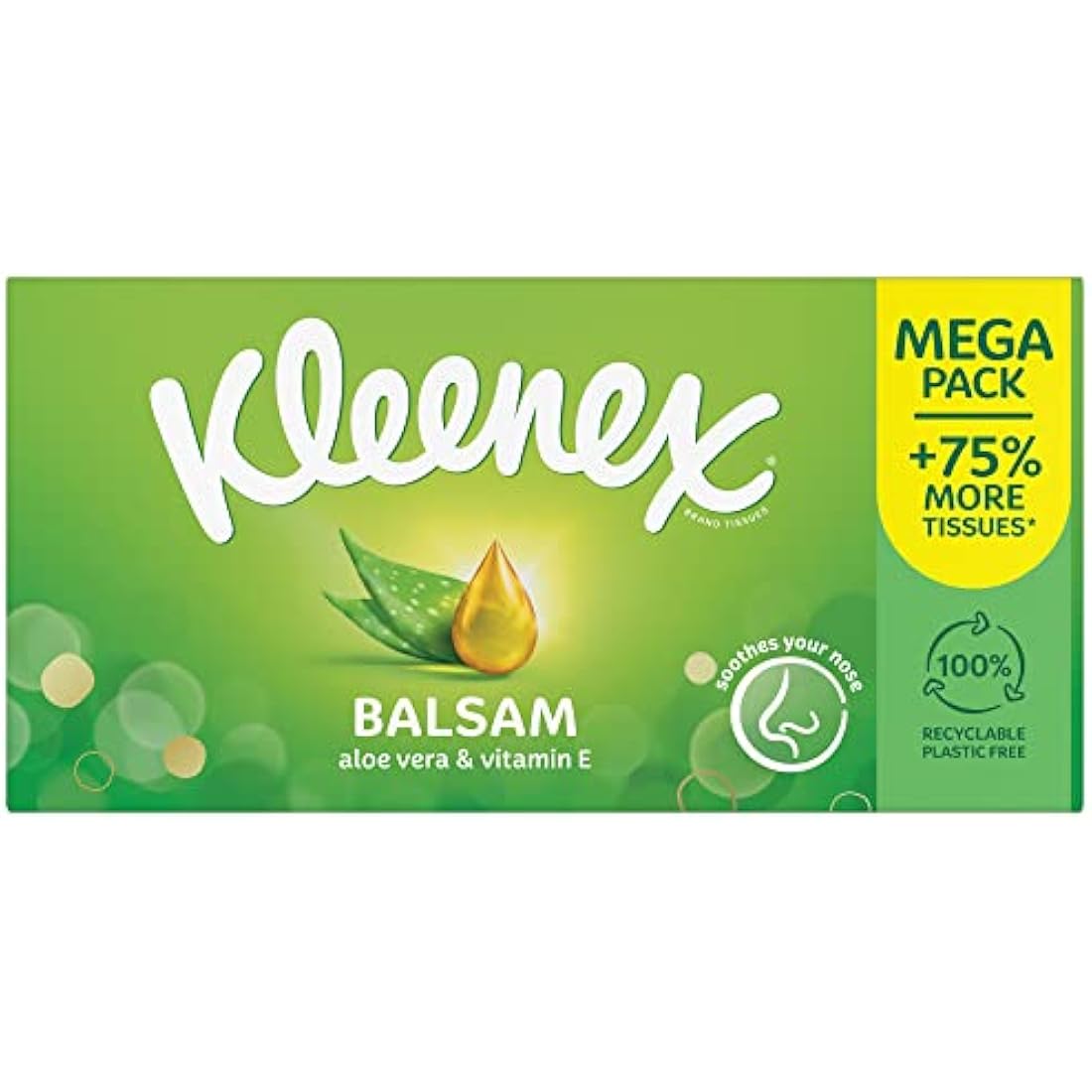 Kleenex® Balsam Tissues, Mega Pack - 1,344 Sheets (12 Boxes x 112 Sheets) - Balm Tissues Protect and Soothe Your Nose When You've Got a Cold - Balmcare® with Aloe Vera, Vitamin E and Calendula