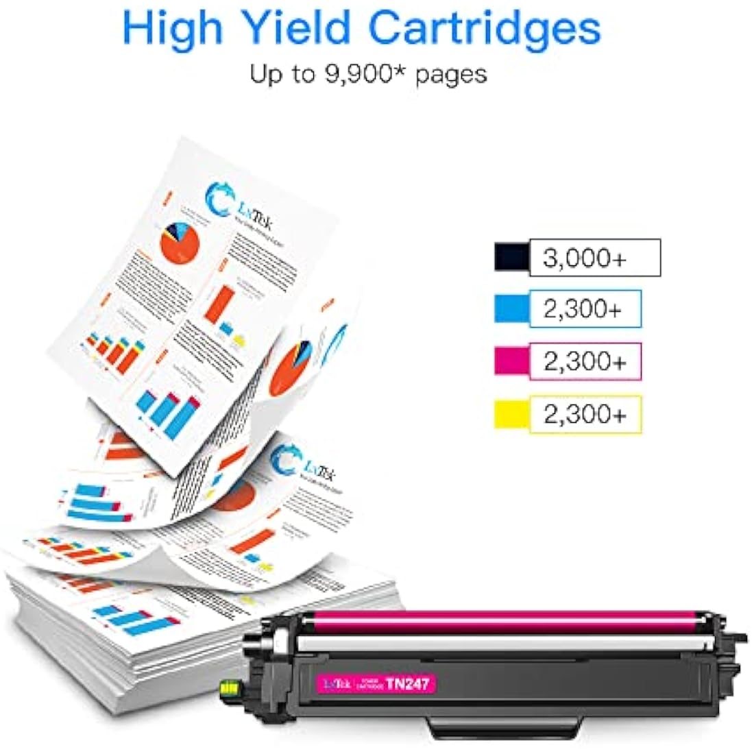 TN-247 TN-243 Compatible Toner for Brother TN247 TN243 for Brother HL-L3230CDW L3210CW DCP-L3550CDW DCP-L3510CDW HL-L3270CDW MFC-L3750CDW MFC-L3770CDW(With Chip) Black Cyan Yellow Magenta-4 pack