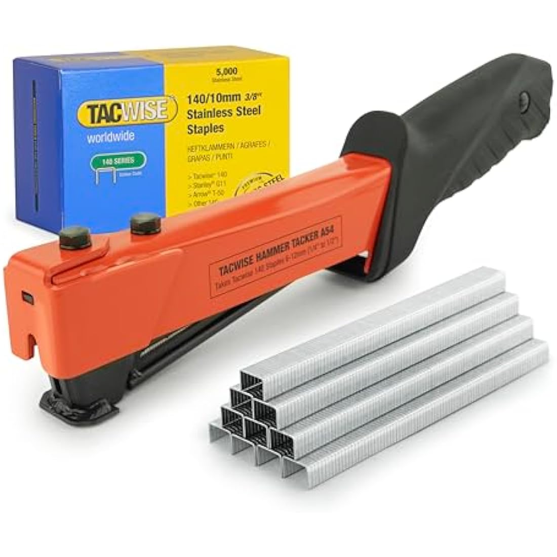 Tacwise 1221 A54 Heavy Duty Hammer Tacker with 5000 140/10mm Staples, Uses Type 140 / 6 - 12 mm Staples