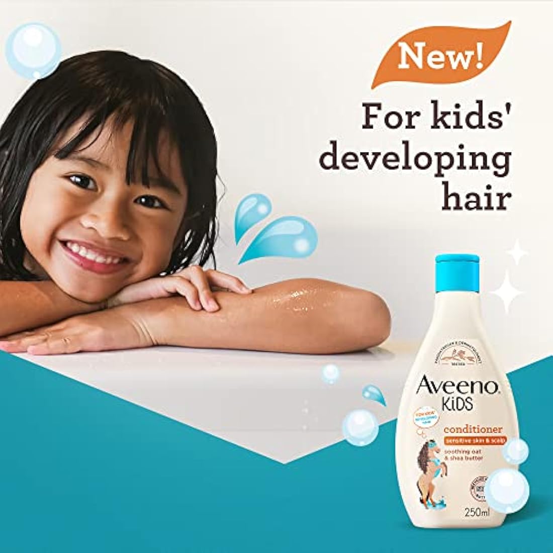 Aveeno Baby Kids Conditioner 250ml | Enriched with Soothing Oat & Shea Butter | Hair Conditioner for Children Developed for Your Little Superhero | Childrens Toiletries Sets