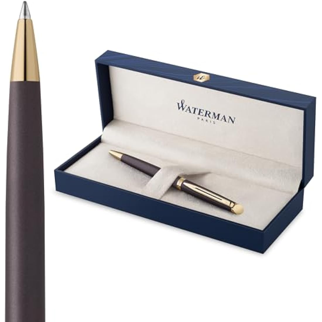 Waterman Hémisphère Ballpoint Pen | Lava Black (The Understated Edit Collection) | Medium Point with Blue Ink | Gift Box