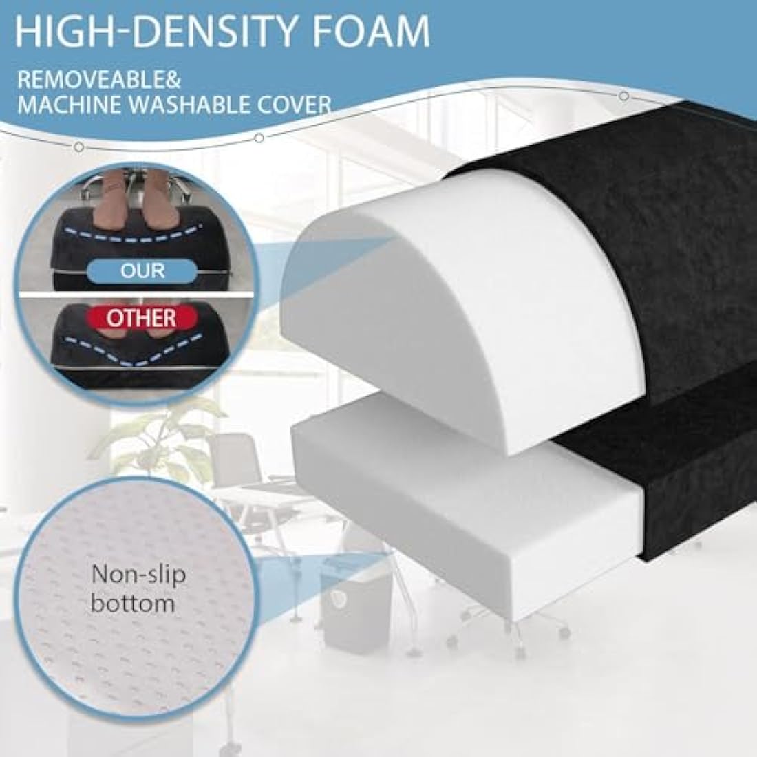Foot Rest for Under Desk at Work, Adjustable Desk Footrest for Office Chair & Gaming Chair,Ergonomic Footrest Pillow Desks Foot Stool for Home Airplane Car to Relieve Back Knee Pain