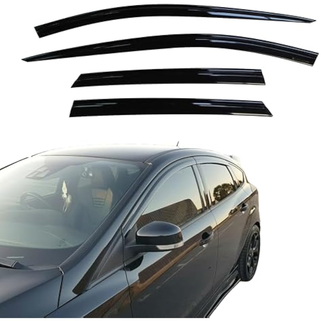 AUTO CLOVER Wind Deflectors Set for Ford Focus MK3 2011 – 2017 5 Door Hatchback (4 pieces)
