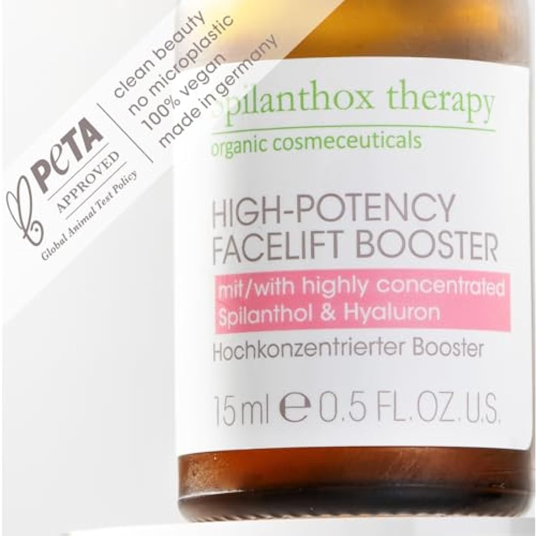 Spilanthox therapy - High-Potency Facelift Booster - Facial Serum for Wrinkle Reduction - Anti-Aging Facial Care - Spilanthol, Hyaluronic Acid & Vitamin C - Vegan Natural Cosmetics - 15ml