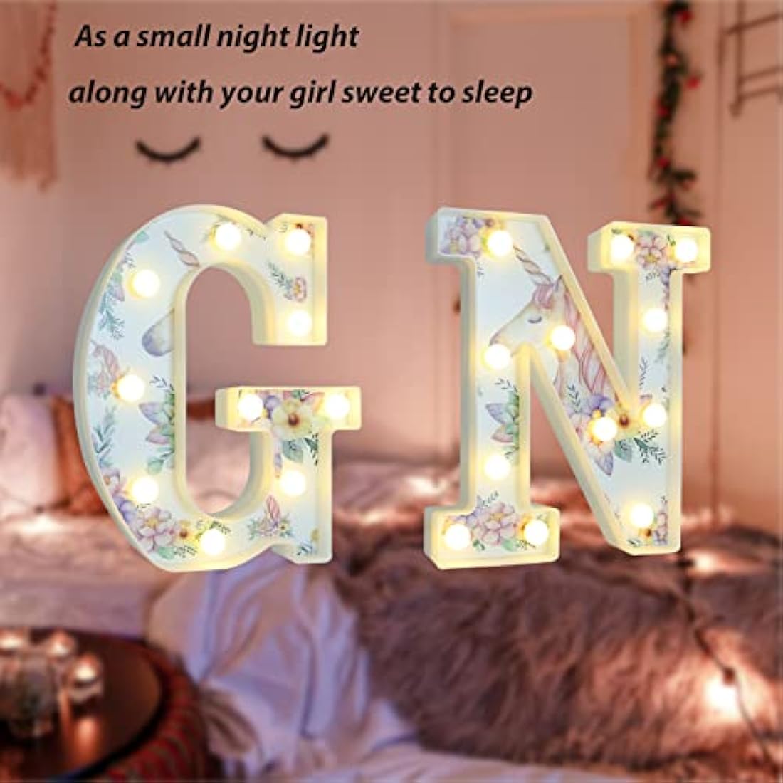 Vimlits Unicorn Light Up Letters, LED Letter Lights Warm White Alphabet Sign Unicorn Gifts for Girls Birthday Unicorn Party Decorations Bedroom Night Light Christmas Valentine Wall Table Decor - P