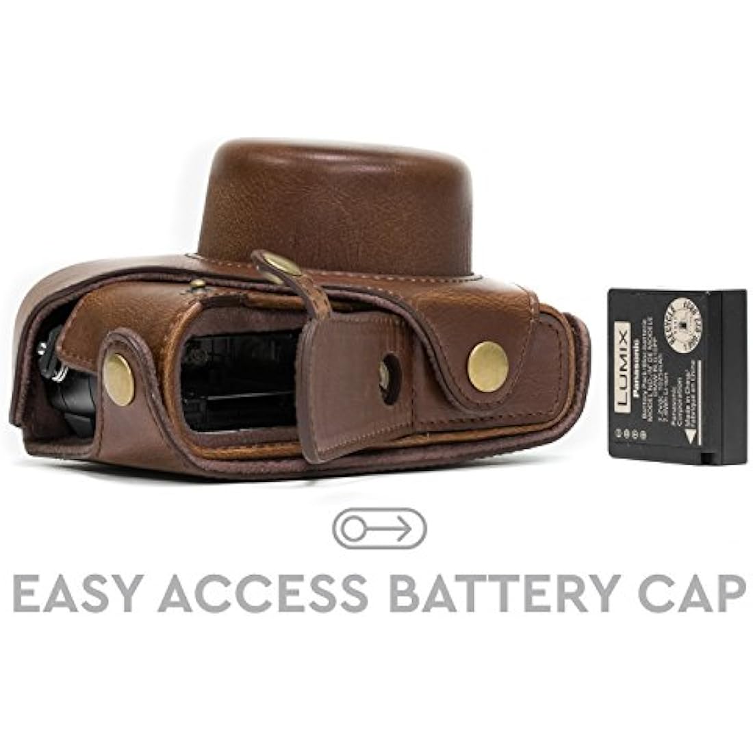 MegaGear MG662 "Ever Ready" Protective Leather Case Bag for Panasonic Lumix LX100/DMC-LX100 Camera - Dark Brown
