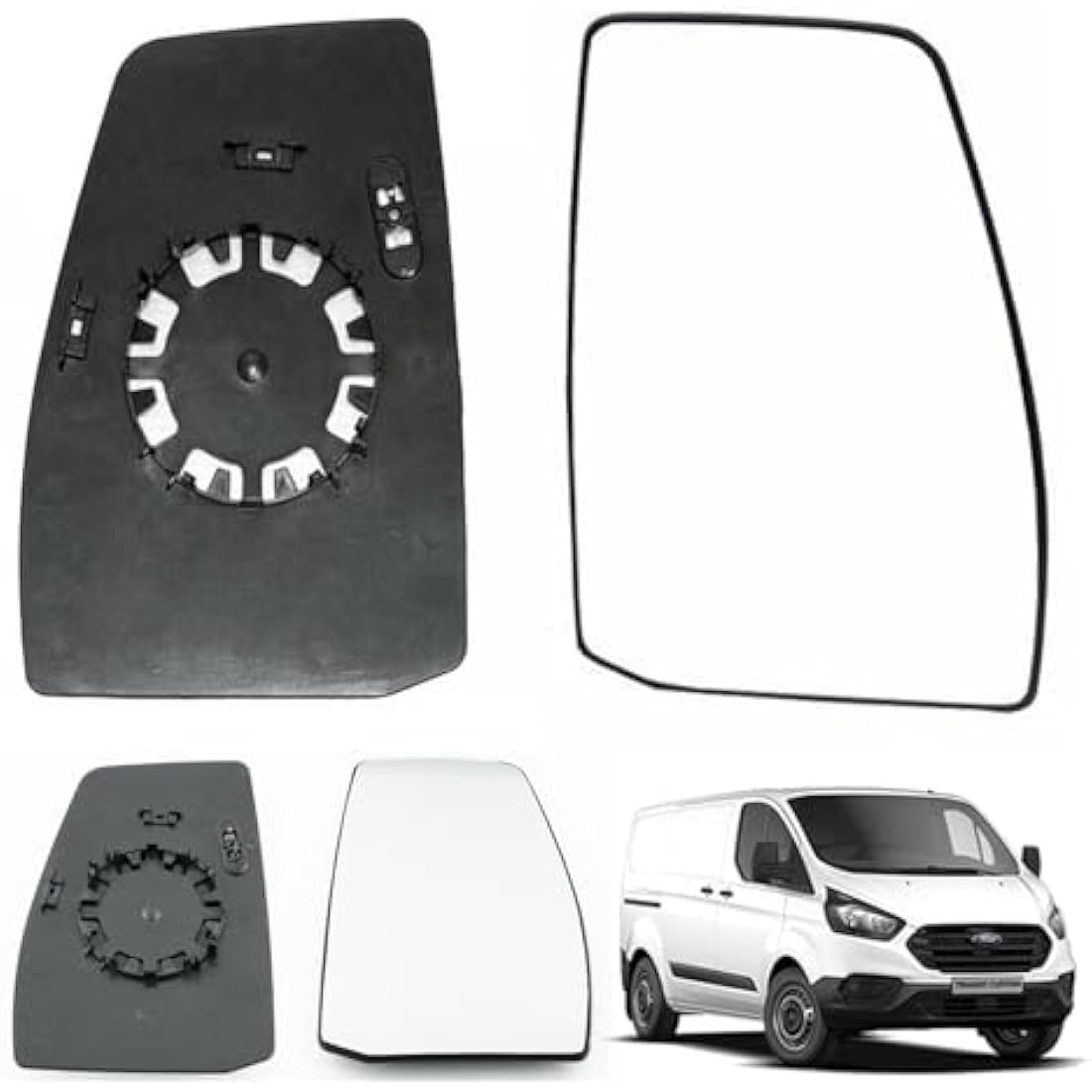 Clip on Heated Base Wing Mirror Glass fits Ford Transit Custom 2014 to 2023 Right Driver Side