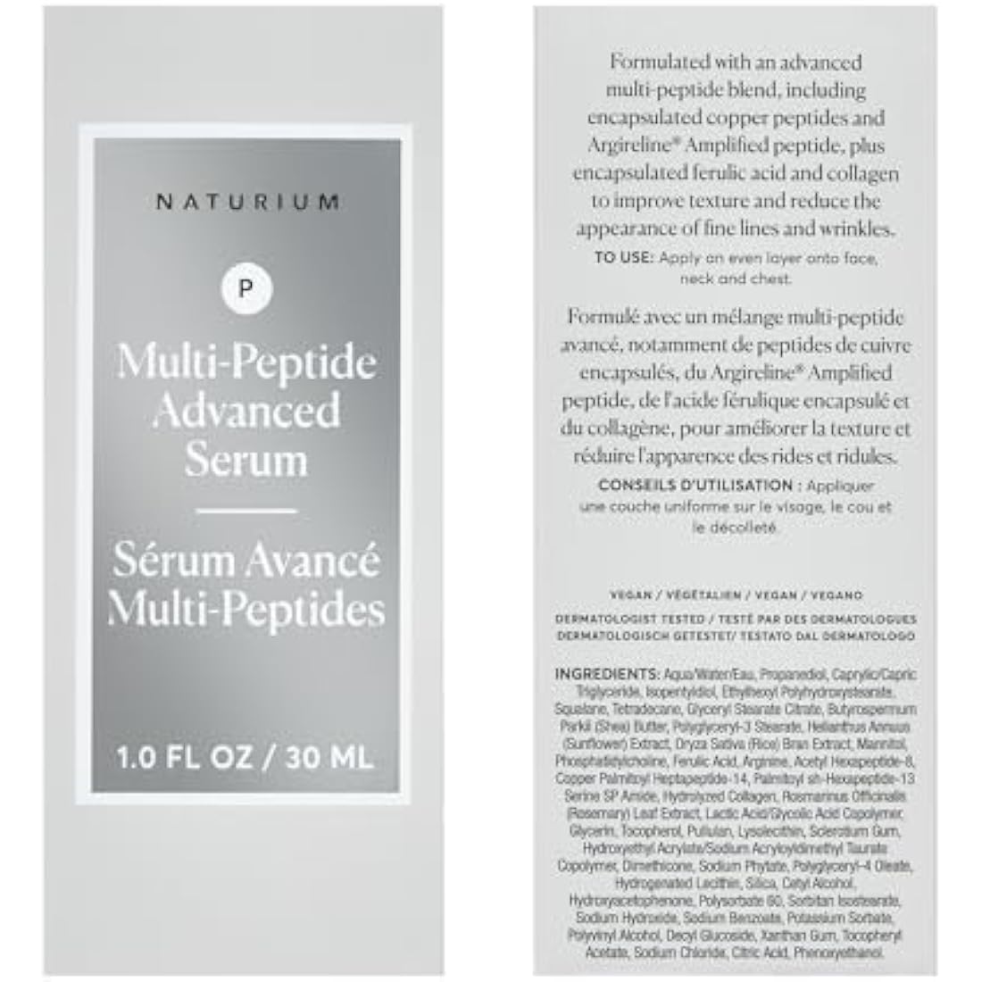 Naturium Multi-Peptide Advanced Serum, Firming & Smoothing Face Serum for Fine Lines & Wrinkles with Advanced Multi-Peptide Blend | 1.0 FL OZ / 30 ML