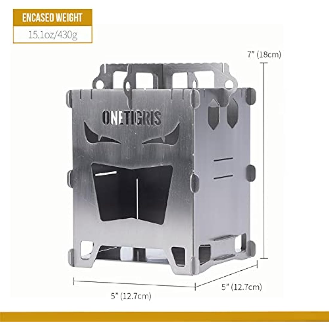 OneTigris ROCUBOID Titanium Wood Stove EVIL EYES Version, Weighs 400g