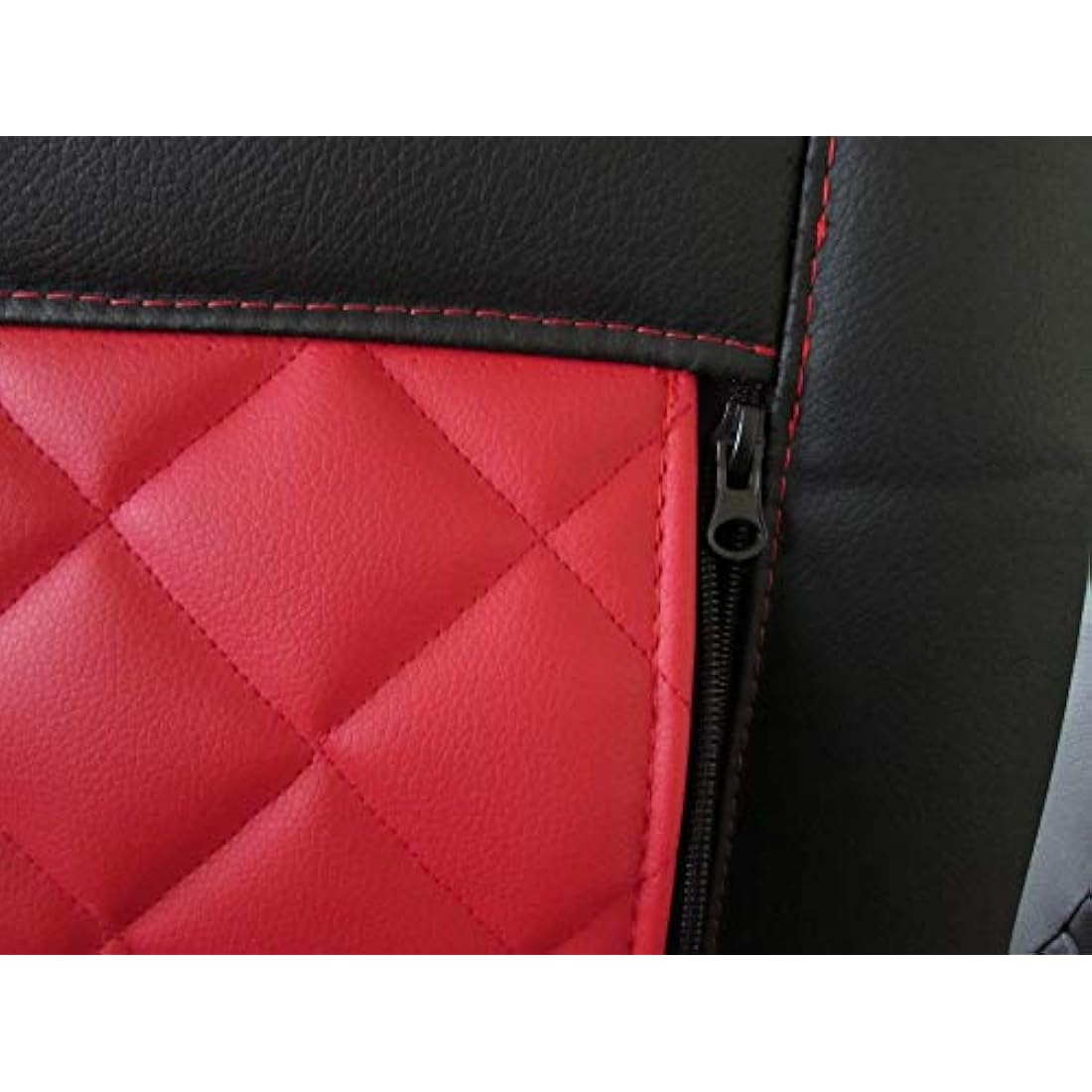 Texmar Designed to fit MERCEDES SPRINTER 2006-2018, VW CRAFTER 2006-2018 RIGHT HAND DRIVE ECO BLACK-RED LEATHER Seat Covers 2+1 (1 single 1 double)