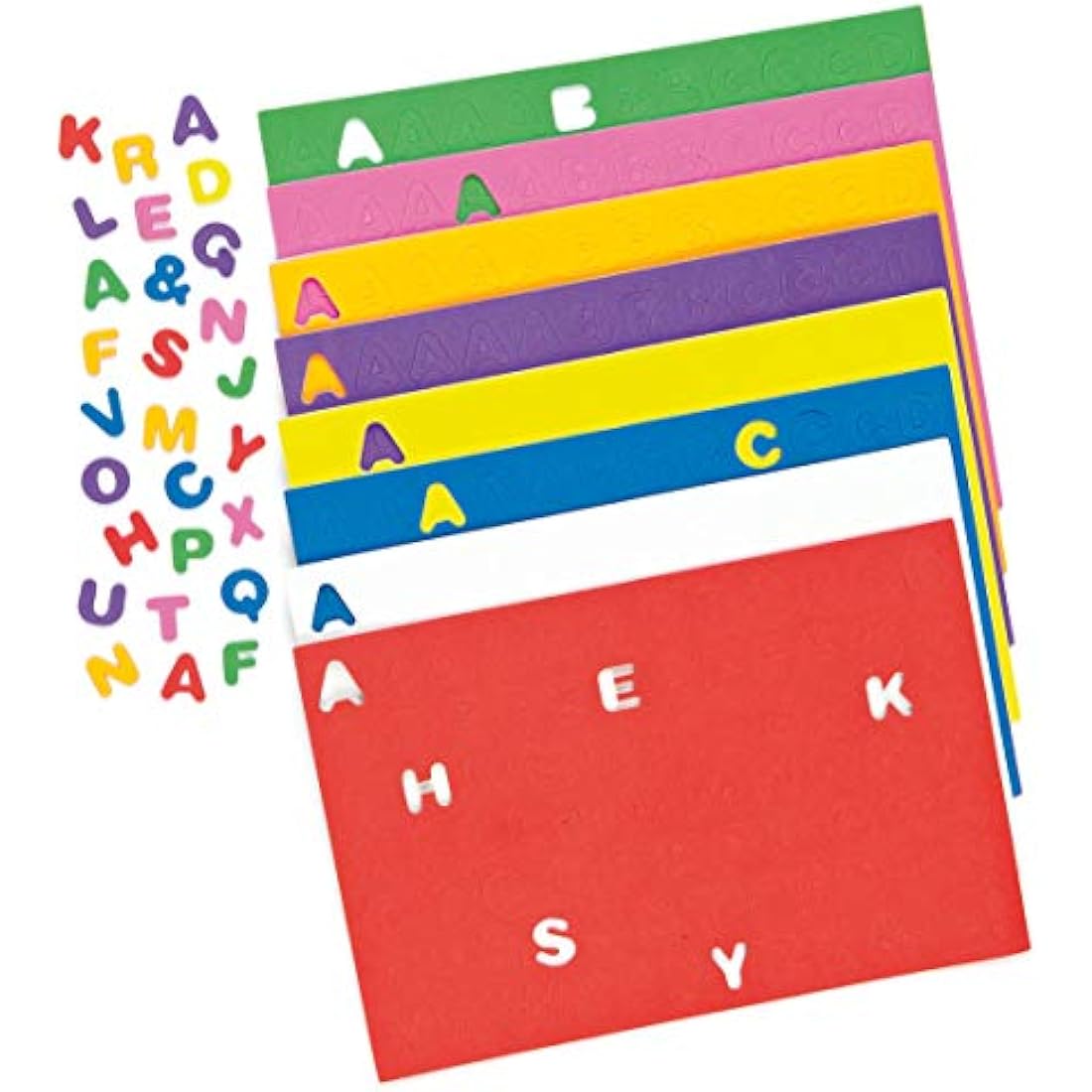 Baker Ross EC170 Self Adhesive Uppercase Alphabet (Pack of 600) Puffy Scrapbook Stickers in Fun Foam Shapes, Assorted
