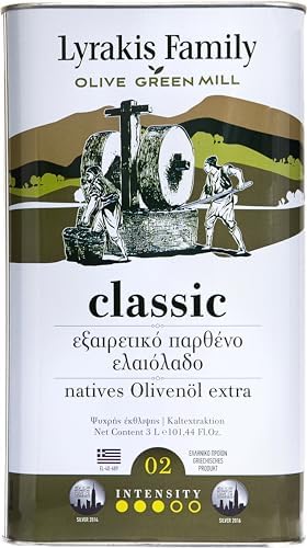 Lyrakis Family Olive Oil 3L – Greek Extra Virgin, Premium First Cold Pressed, High Polyphenols, Handpicked Olives, New Harvest, Fresh Juice from Crete – Since 1975