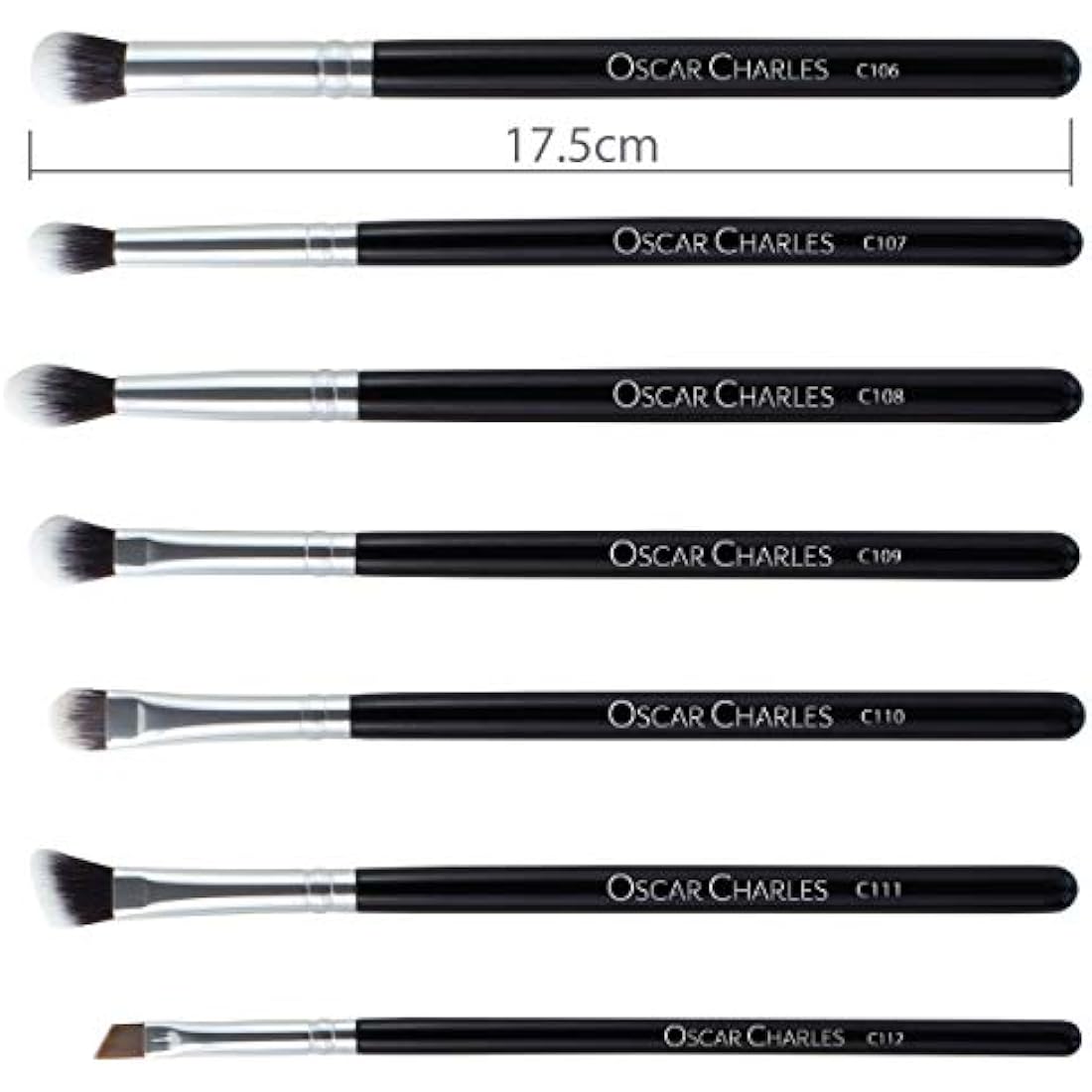 Oscar Charles Makeup Brush Set, 12 Piece Makeup Brushes Set Professional, Six Face Make up Brushes & Six Eye Makeup Brushes Set - Silver