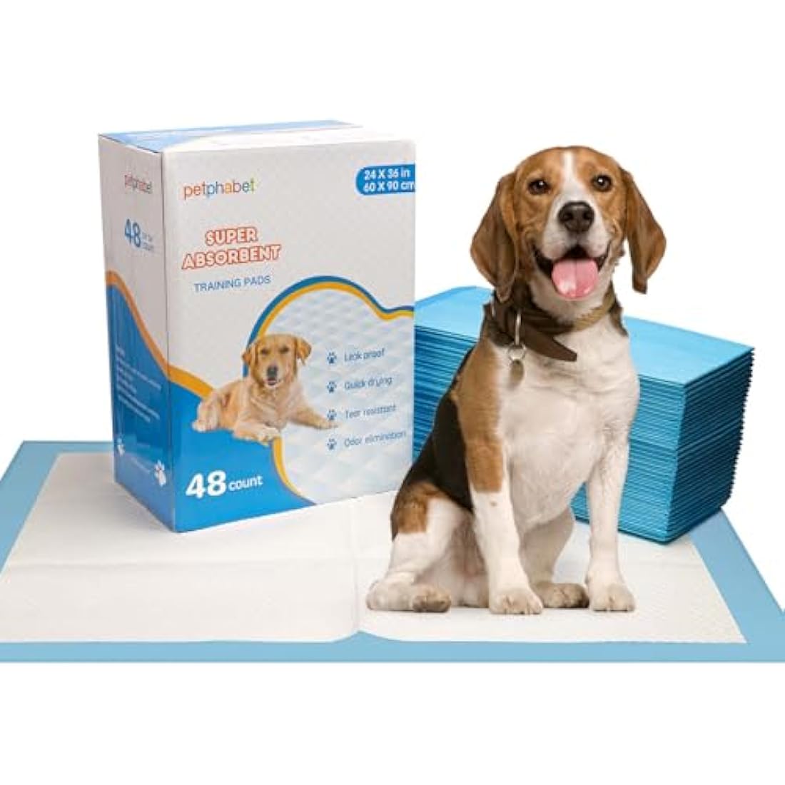 petphabet large puppy pads 60x90cm super absorbent XXL dog training pads pet Puppy Pads pee pads 48 counts (24 * 36 Inches)