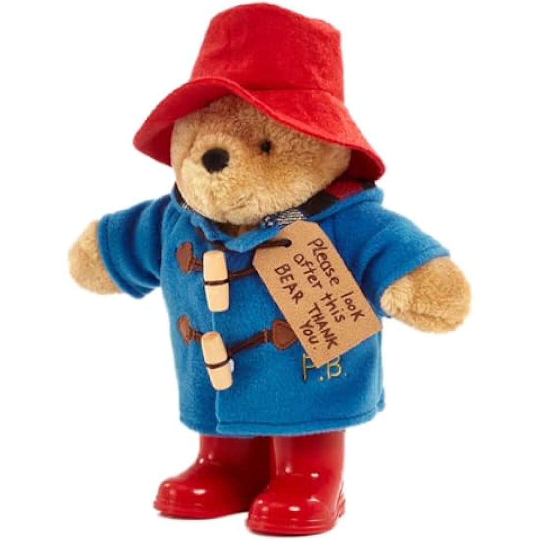 Rainbow Designs Classic Paddington Bear with Boots - 25cm Standing Plush Character - Soft & Cuddly Paddington Teddy Bear with Iconic Duffle Coat, Bush Hat & Shiny Red