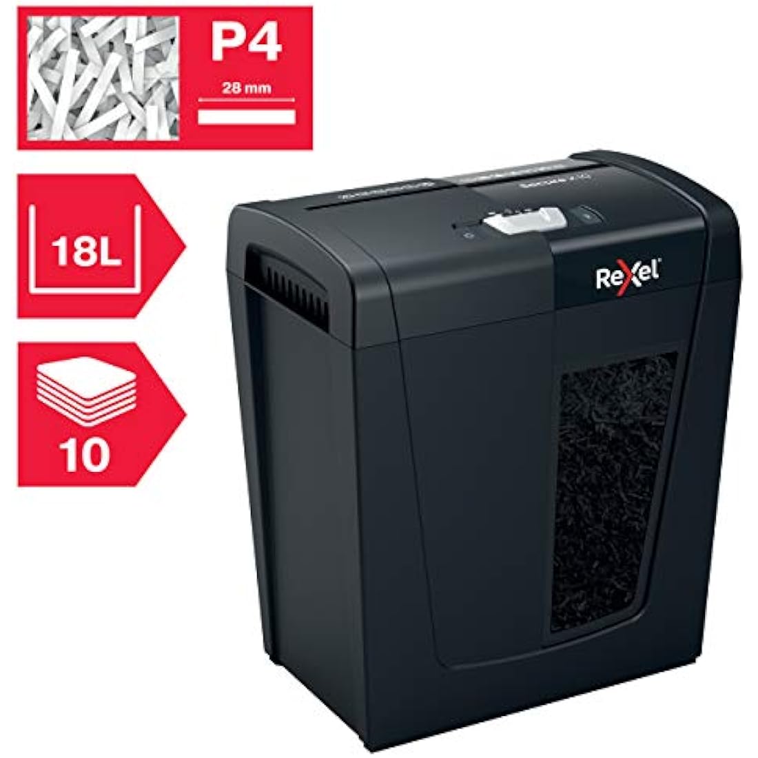 Rexel X10 Cross Cut Paper Shredder, Shreds 11-10 Sheets (70-80 gsm), P4 Security, Home/Home Office, 18 Litre Removable Bin, Quiet and Compact, Secure Range, 2020124
