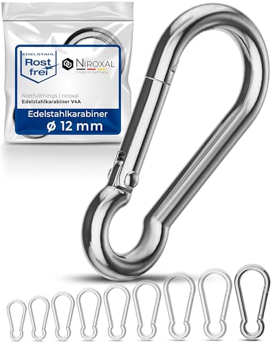 10 Pieces 12-mm Stainless Steel snap Hook Without Thimble Made of V4A Robust Shape Without Eye Breaking Load 2100 kg snap-on Hooks fire Brigade Carabiner 316 12x140-mm