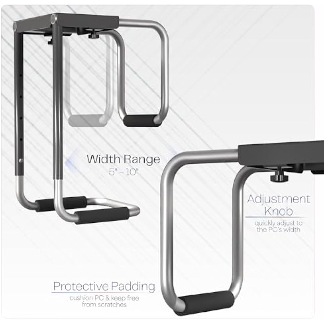 VIVO Heavy Duty Adjustable Under-Desk PC Mount Computer Case Holder Supports up to 66 lbs (MOUNT-PC04A)