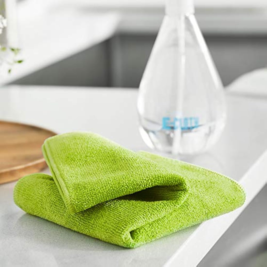 E-Cloth General Purpose Microfibre Cloth, Multipurpose Cleaning Cloth for Household Surfaces, Washable and Reusable, 100 Wash Promise, Green, 10 Pack