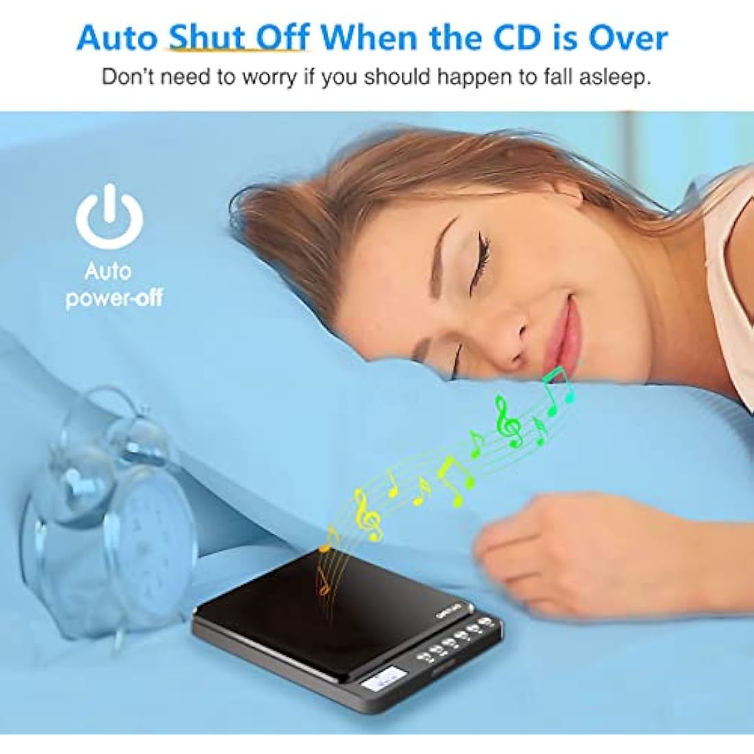 Portable CD Player with Built-in Speakers, Rechargeable CD Player with Double Headphone Jack, Anti-Skip Personal Compact CD Player for Car & Home & Travel
