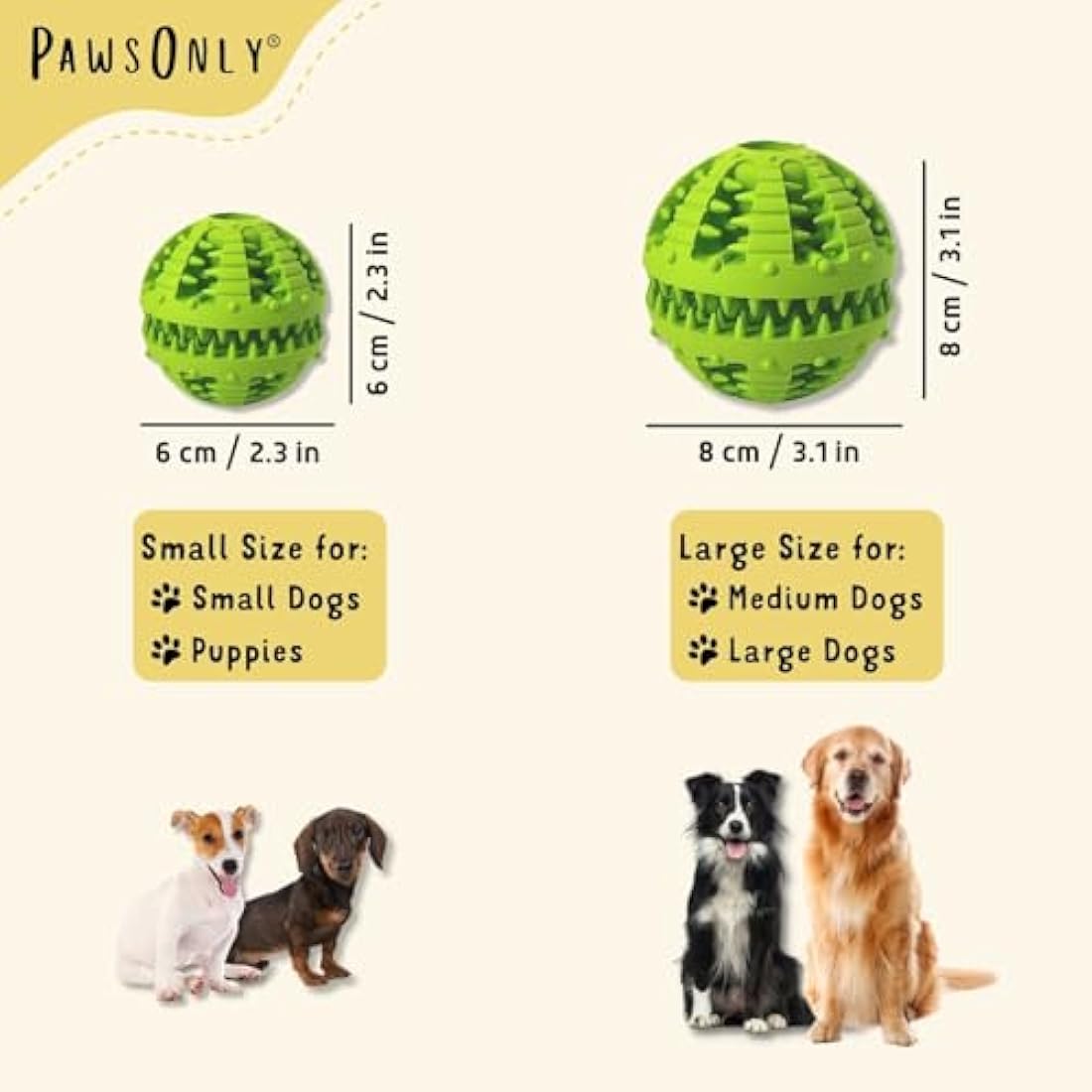 PawsOnly | Interactive Dog Treat Toy for Boredom & Enrichment | Mental Stimulation & Anxiety Relief | Puzzle Feeder | Puppy Brain Training & Entertainment | Keep Them Busy (Small, GREEN)