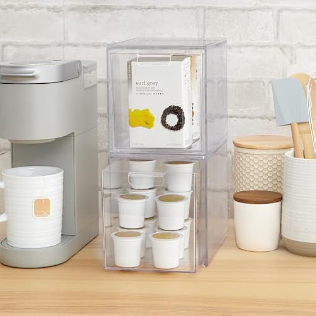STORi Audrey Stackable Cosmetic Organizer Drawers 6-3/4" Tall | set of 2 Clear