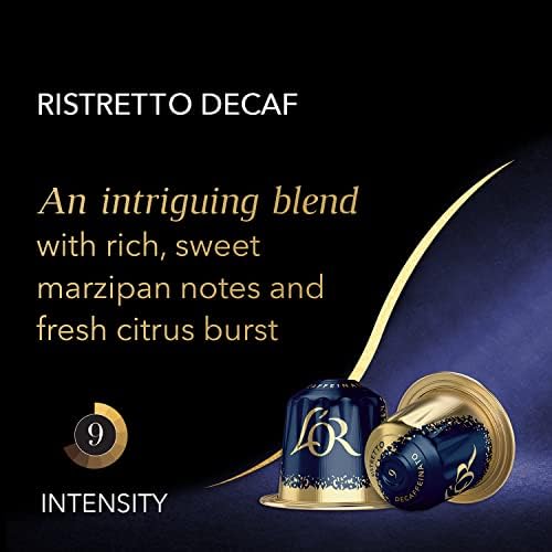 L'OR Espresso Ristretto Decaf Coffee Pods x10 Intensity 9 (Pack of 10, Total 100 Capsules)