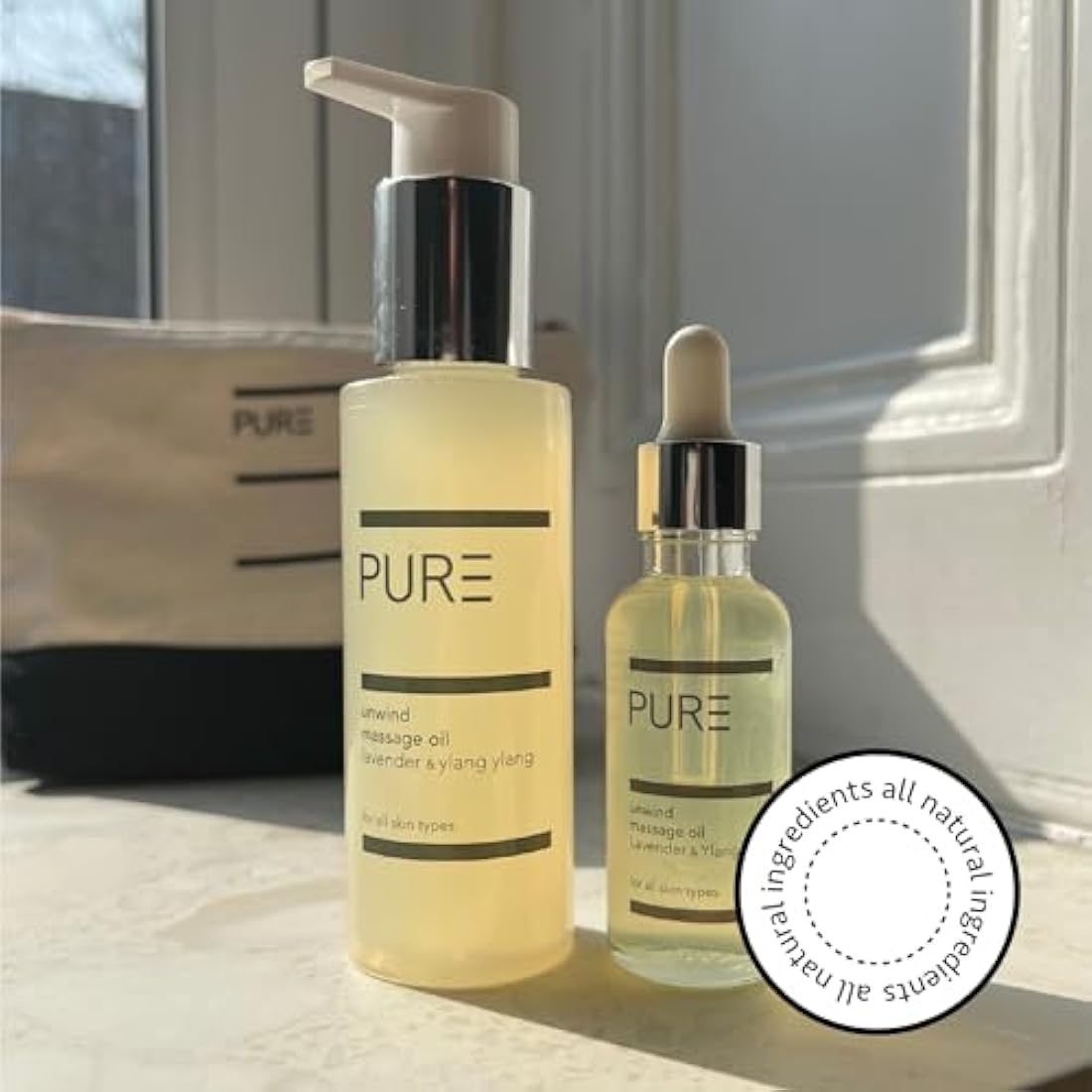 Unwind Body Oil by PURE Spa Skincare - Aromatic Blends of Lavender & Ylang Ylang - 100ml - Helps Reduce Stress & Anxiety and Improves Sleep - Body, Bath, Hair & Massage Oil - 100% Natural and Vegan