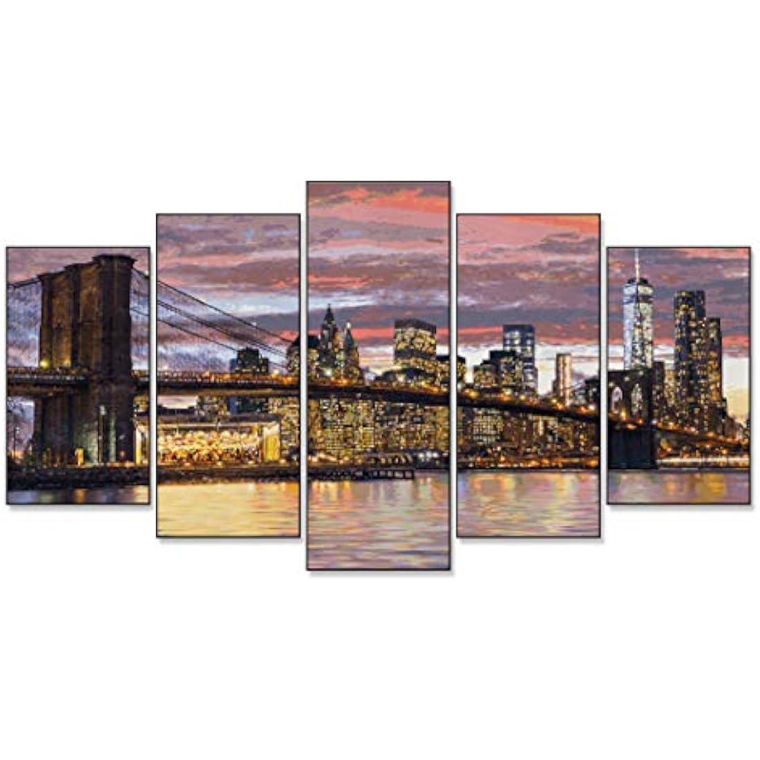 Schipper 609450806 Painting by Numbers - New York at Dawn - Painting Pictures for Adults, Includes Brush and Acrylic Paints, Master Class Polyptych - Professional Edition, 132 x 72 cm