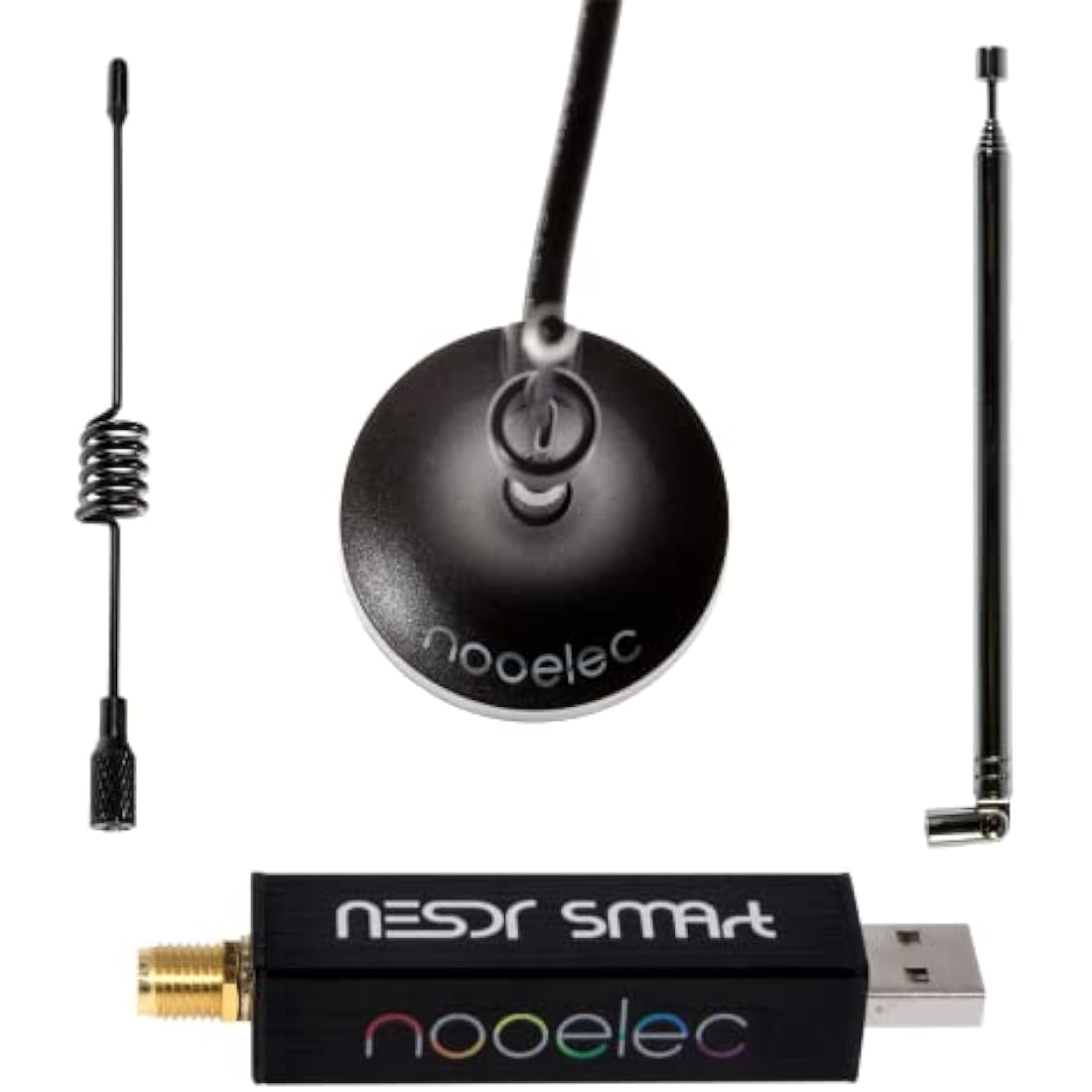 Nooelec RTL-SDR v5 Bundle - NESDR SMArt HF/VHF/UHF (100kHz-1.75GHz) Software Defined Radio. Premium RTLSDR w/ 0.5PPM TCXO, SMA Input, Aluminum Enclosure & 3 Antennas. RTL2832U & R820T2-Based Radio