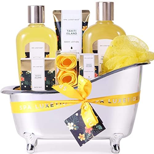 Gift Sets for Women-Spa Luxetique Spa Gift Set, 8pcs Tahiti Bath Sets with Essential Oil, Body Lotion, Bath Bombs, Pamper Gifts for Women, Gifts for